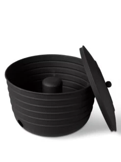 Matte Black Ribbed Hose Pot With Lid -Grow Essentials Sales 8611991 5868 tif