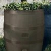 Round Rain Barrel With Planter, 35 Gallons -Grow Essentials Sales 8612856WALNT 05V tif