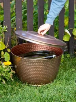 Hammered Copper Hose Pot With Lid -Grow Essentials Sales 8613311 0010