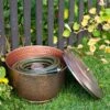 Hammered Copper Hose Pot With Lid -Grow Essentials Sales 8613311 0102 hammered copper hose pot with lid